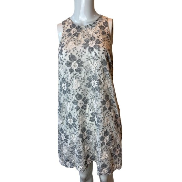 Rachel Rachel Roy Womens Lace Shift Dress Round Neck RD17S290 Gray White Size M - Picture 4 of 10